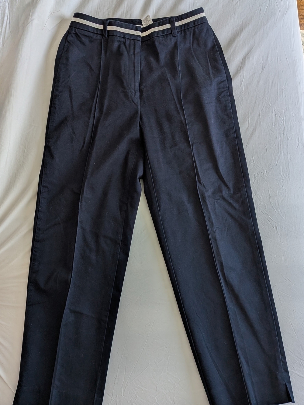 Liz Claiborne Navy Dress Pants with White Waistband Trim Size 4